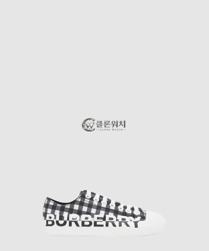 Burberry Logo-Print Gingham Cotton Sneakers 80286311