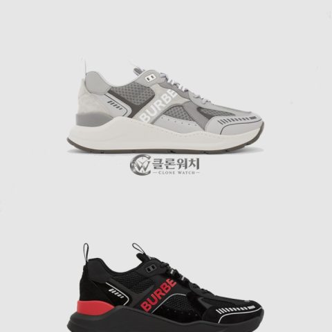 버버리 로고 프린트 스웨이드 메쉬 스니커즈 80573501