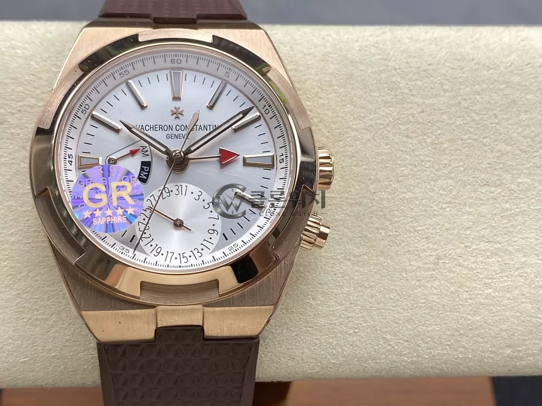 VC 오버시즈 41mm RG 7920V GR 공장 1:1 베스트 에디션 화이트 다이얼 브라운 러버 스트랩