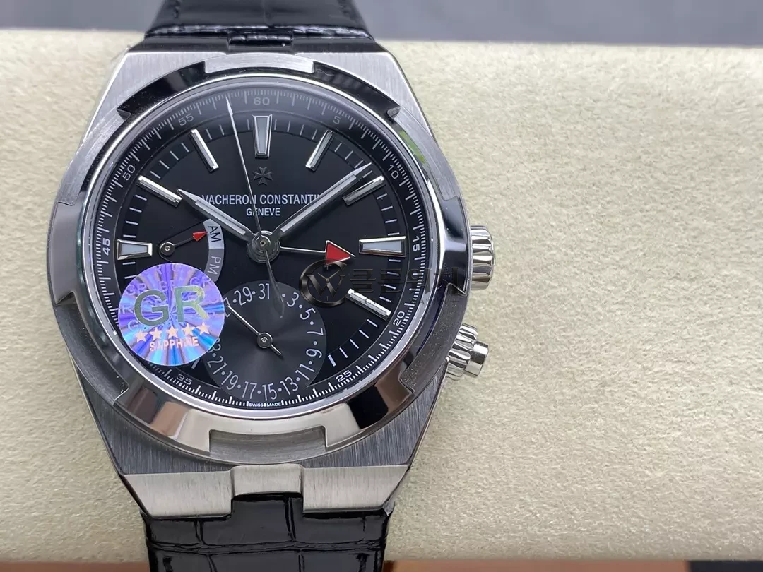 VC 오버시즈 41mm 7900V GR 공장 1:1 베스트 에디션 블랙 다이얼 블랙 레더 스트랩