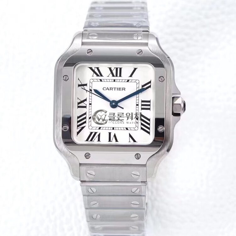 BV Factory Cartier De Santos 35.1mm White Dial 316L Steel Case&Bracelet 1847 MC Movement 35.1mm