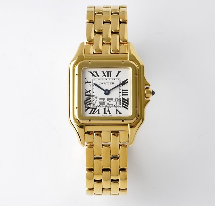 BV Factory Cartier Panth?re 27mm White Dial Yellow Gold Bezel&Case&Bracelet Swiss Quartz Movement 27X37mm
