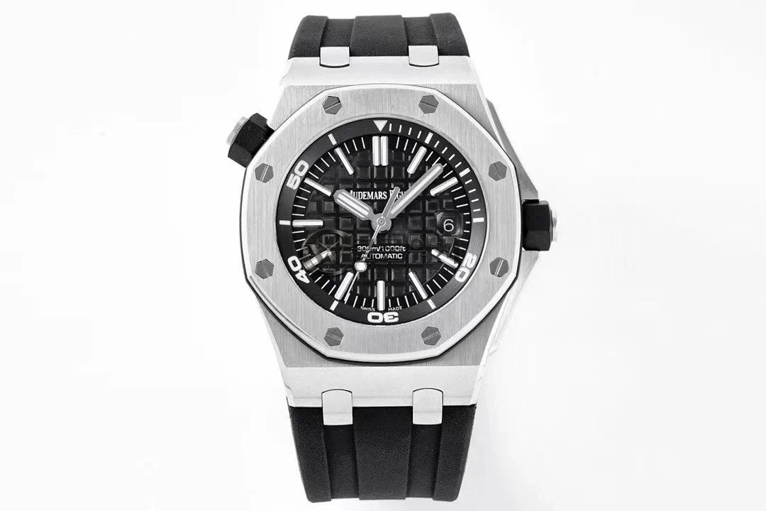 Audemars Piguet Royal Oak Offshore 15703ST 42mm ZF Factory 1:1 Best Edition Black Dial on Black Rubber Strap Asia 2824 Diving Watch
