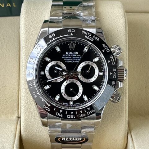 BT Factory Rolex Daytona Chronograph “Panda” 116500 Black Dial Ceramic Bezel Stainless Steel Case 904L Steel Bracelet 4130 Movement 40mm