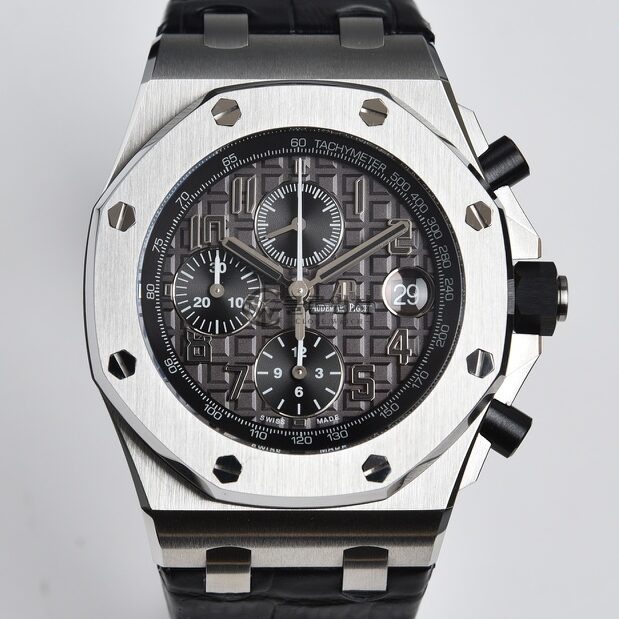 APF 공장 최고퀄 오데마피게 로얄오크 오프쇼어 26470 Grey&Black 316L Steel Bezel&Case Leather Strap 3126 무브먼트 42mm