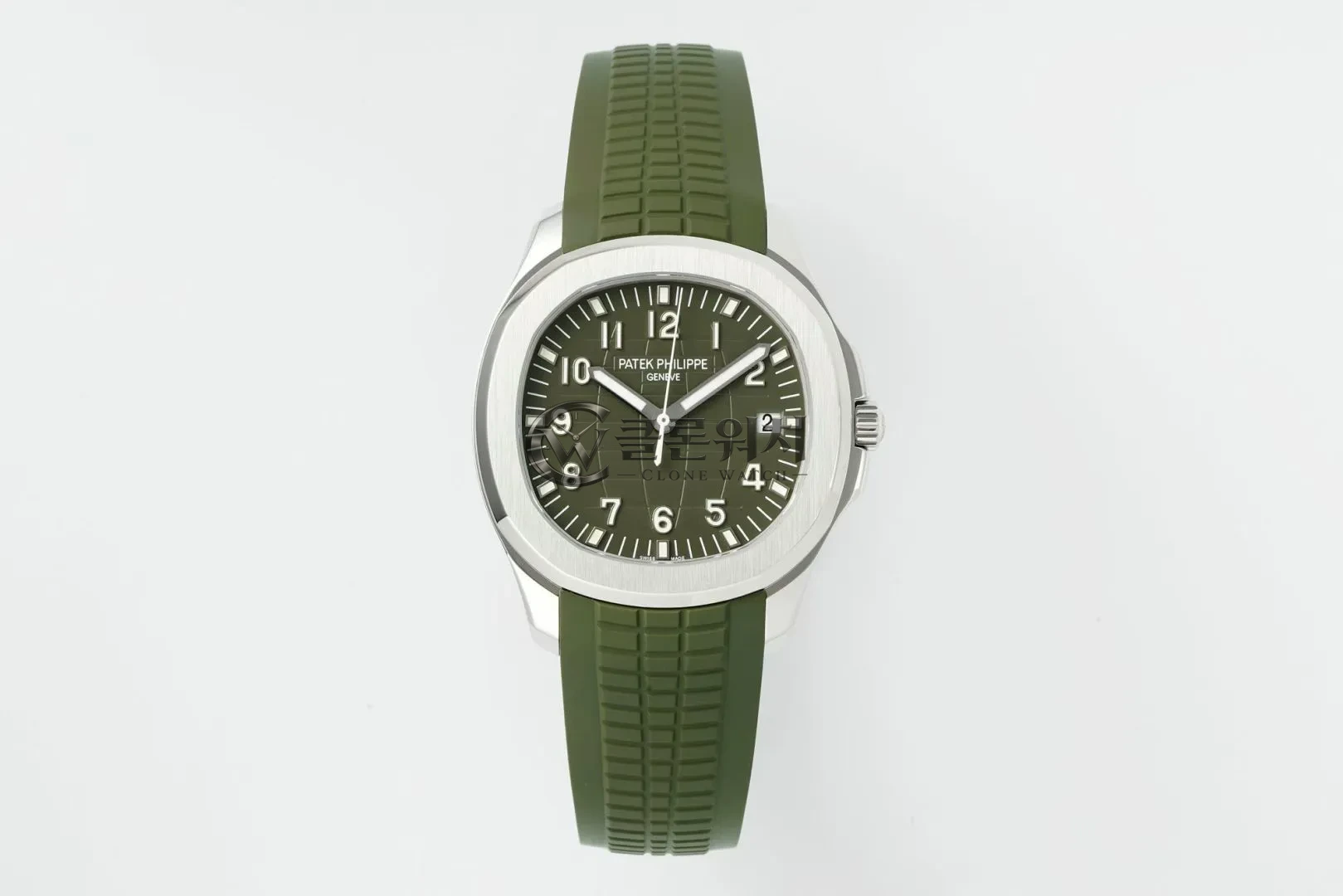 PP 아쿠아넛 5168G 42mm 스테인리스 스틸 DDF 1:1 베스트 에디션 그린 다이얼 그린 러버 스트랩 DPB330 슈퍼클론 (웨이티드)