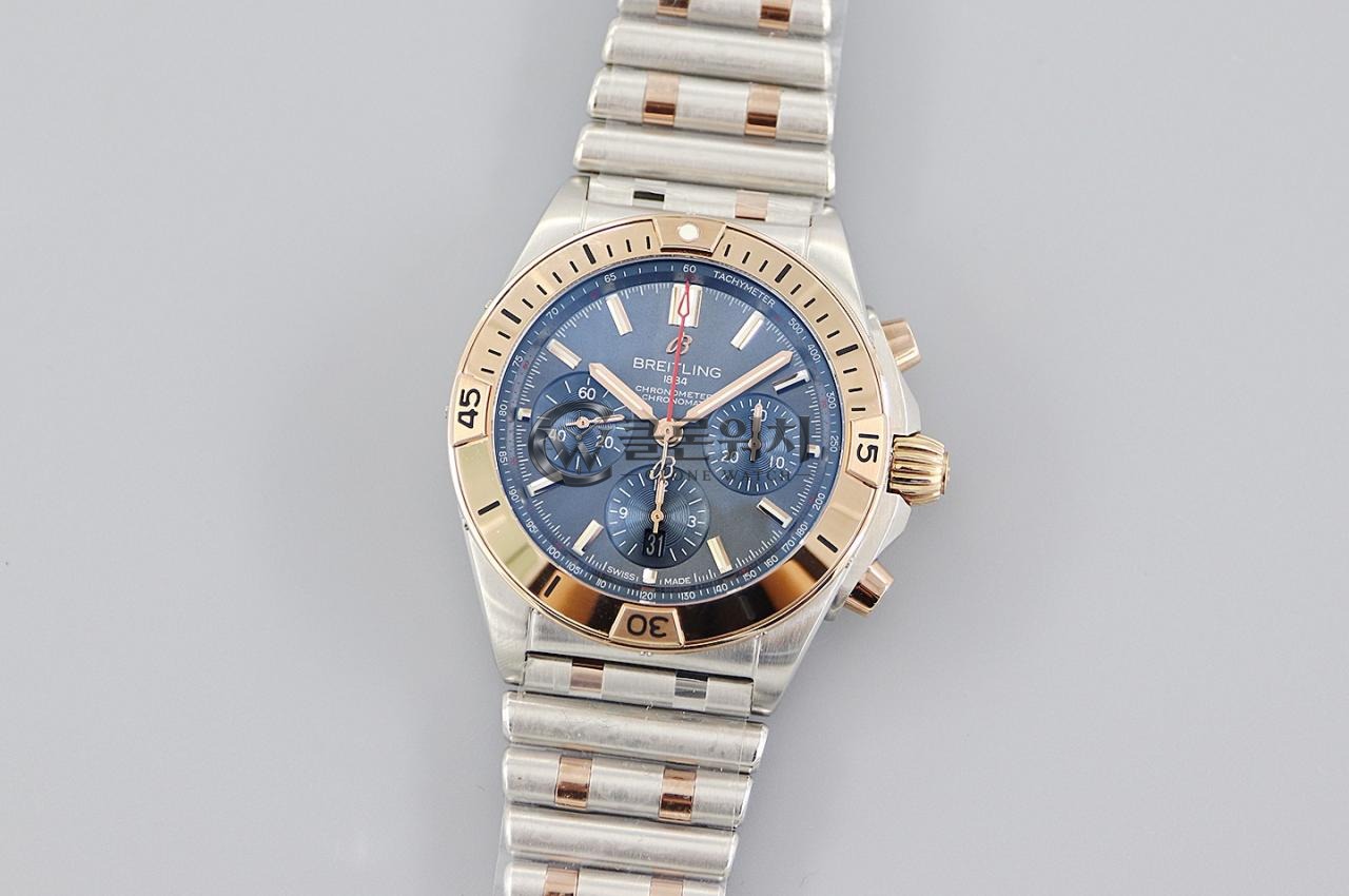브라이틀링 크로노맷 B01 AB0134101K1A1 42mm SS/RG TF 1:1 베스트 에디션 블루 다이얼 스테인리스 스틸 브레이슬릿 A7750
