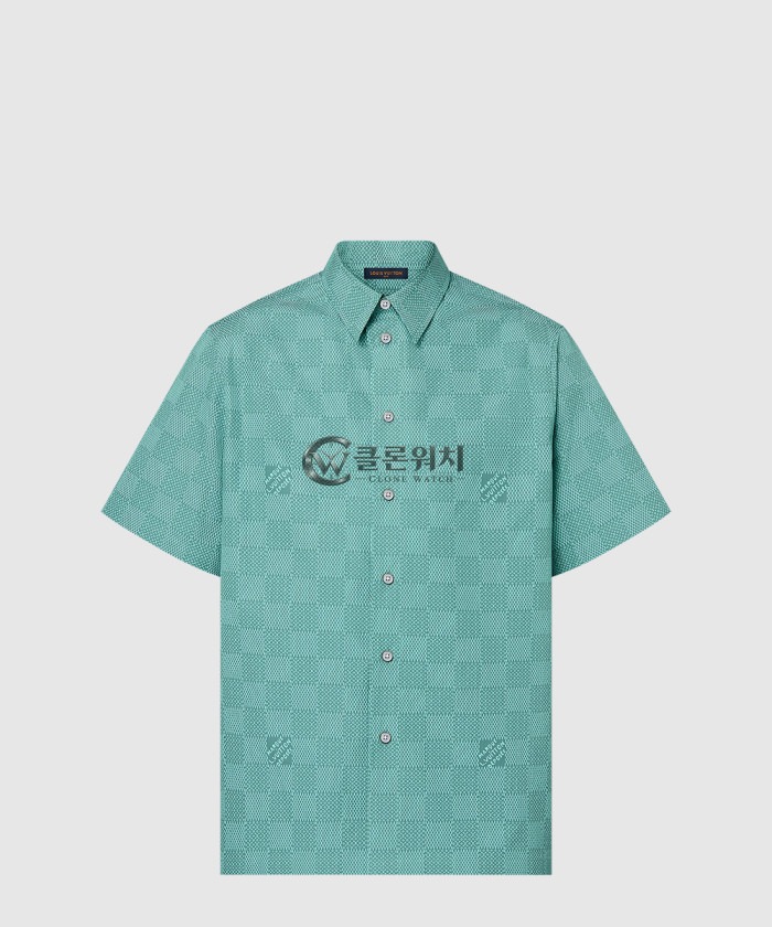 루이비통 프린티드 쇼트 슬리브드 코튼 셔츠 1AFQXY