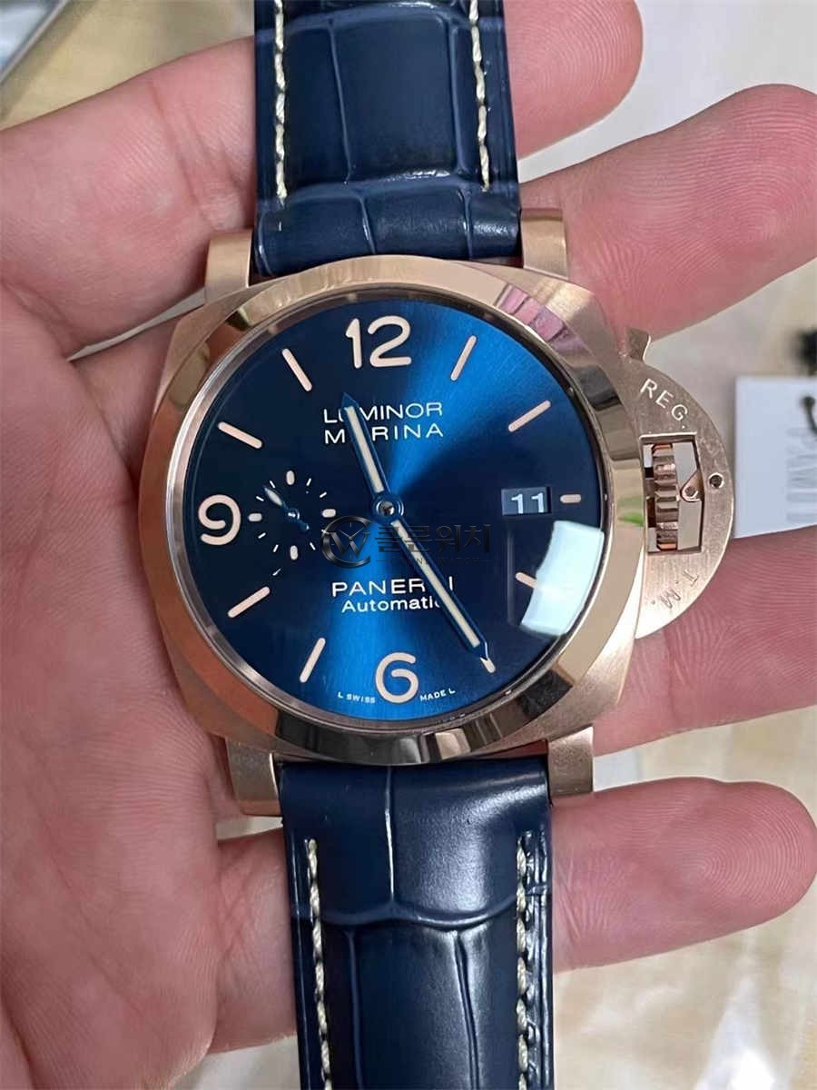 VS 공장 PAM1114 44mm 루미노르 마리나 로즈 골드 블루 다이얼 레플리카