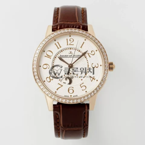 JL Rendez-Vous Night & Day 3442440 RG APSF 1:1 Best Edition White Textured Dial Diamonds Bezel on Brown Leather Strap A898