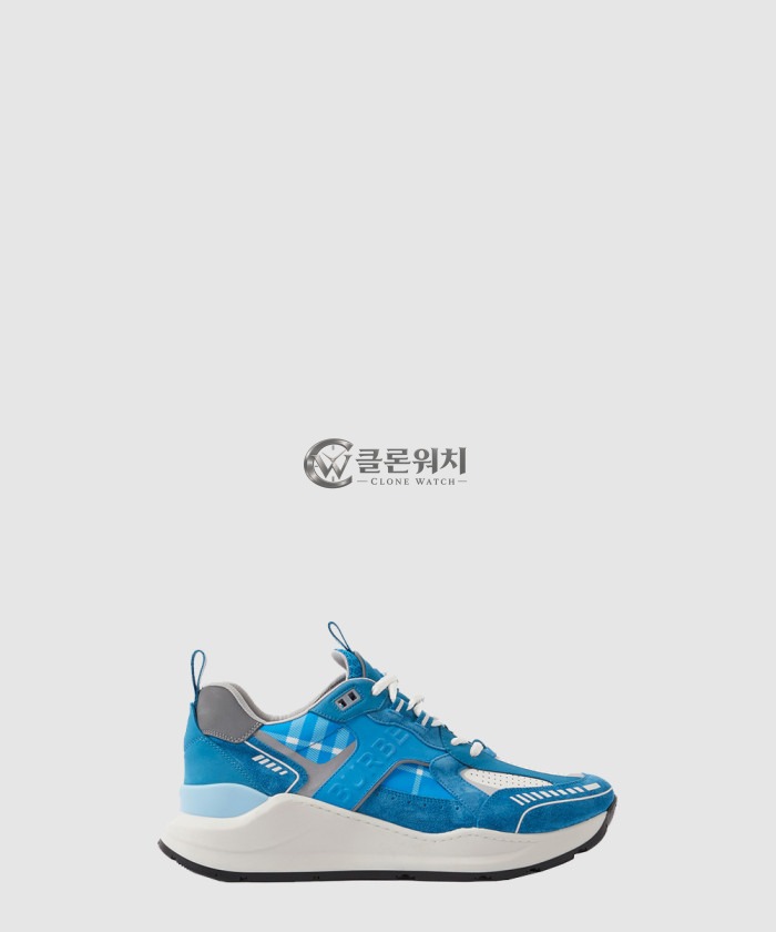 버버리 레더 스웨이드 체크 스니커즈 80668351