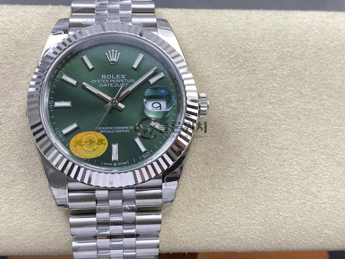 롤렉스 데이트저스트 41mm 스테인리스 스틸 126334 VSF 1:1 베스트 에디션 904L 스틸 그린 스틱 다이얼 주빌리 브레이슬릿 V2s (프리스프렁)