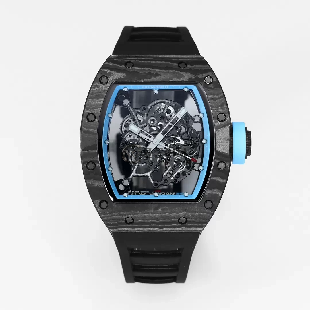 RICHARD MILLERM RM055 RM-055 BBRF 1:1 베스트 에디션 블랙 NTPT 카본 파이버 블랙 러버 스트랩 RMUL2 V3