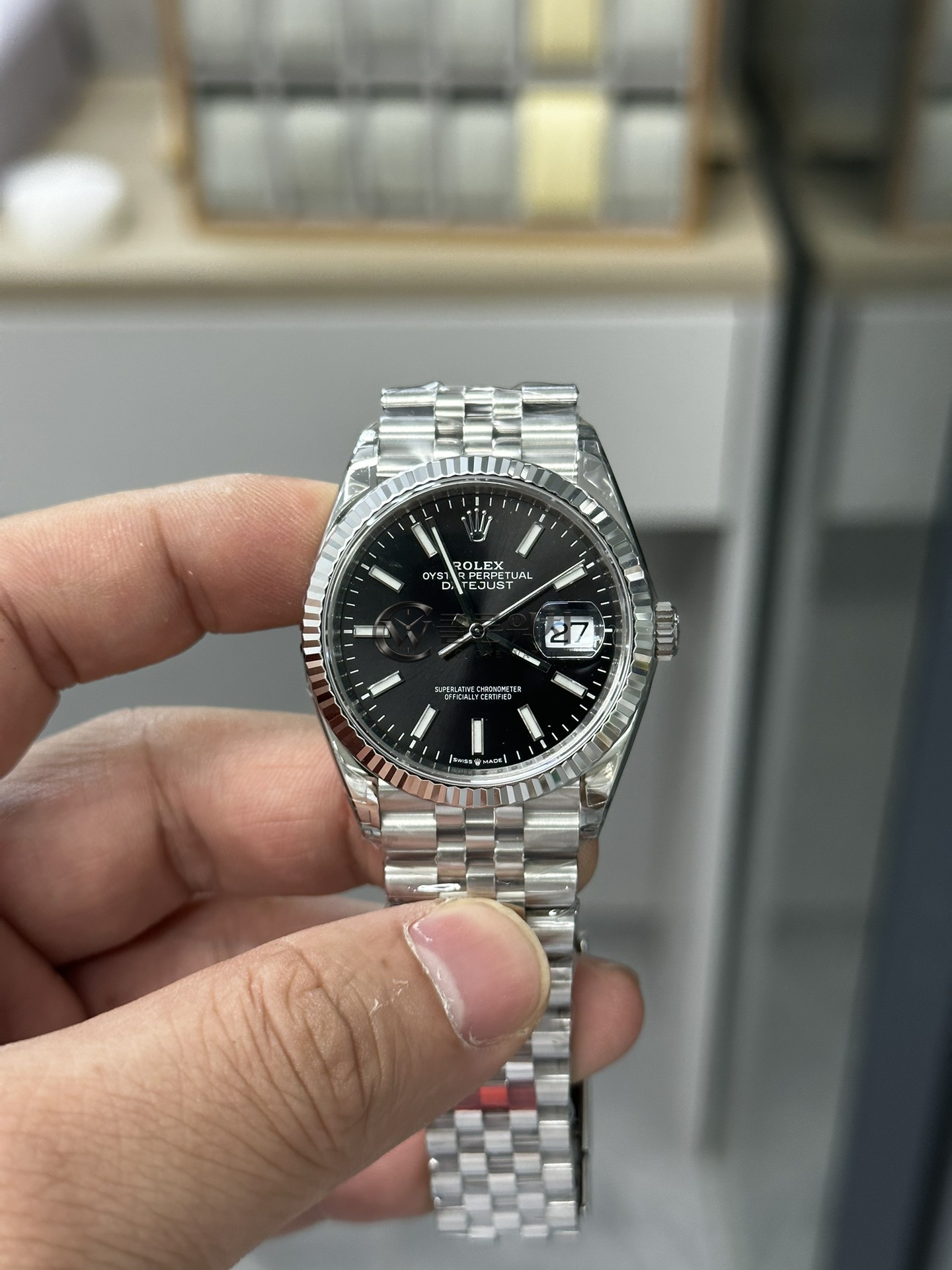 VS 공장 롤렉스 데이트저스트 36mm 126234 브라이트 블랙 다이얼 플루티드 베젤 주빌리 브레이슬릿 – 1:1 슈퍼클론 DD3235 무브먼트