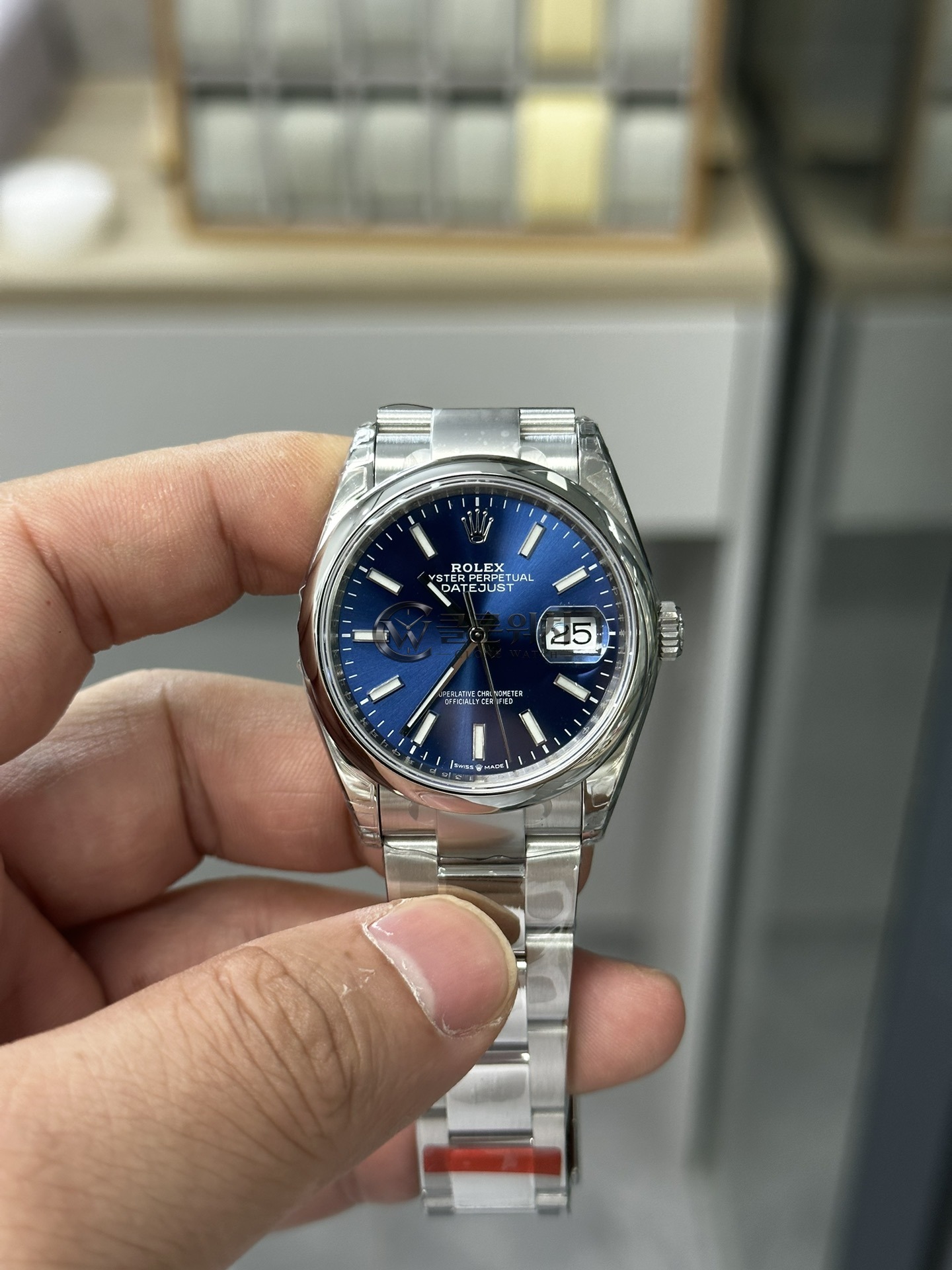 VS 공장 롤렉스 데이트저스트 36mm 126200 선버스트 블루 다이얼 스무스 베젤 오이스터 브레이슬릿 – 1:1 슈퍼클론 DD3235 무브먼트