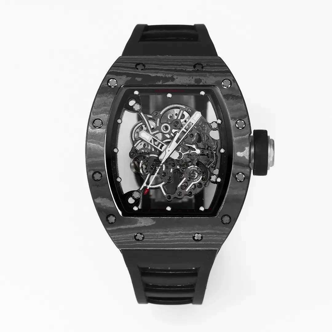 RICHARD MILLERM RM055 RM-055 BBRF 1:1 베스트 에디션 블랙 NTPT 카본 파이버 블랙 러버 스트랩 RMUL2 V3