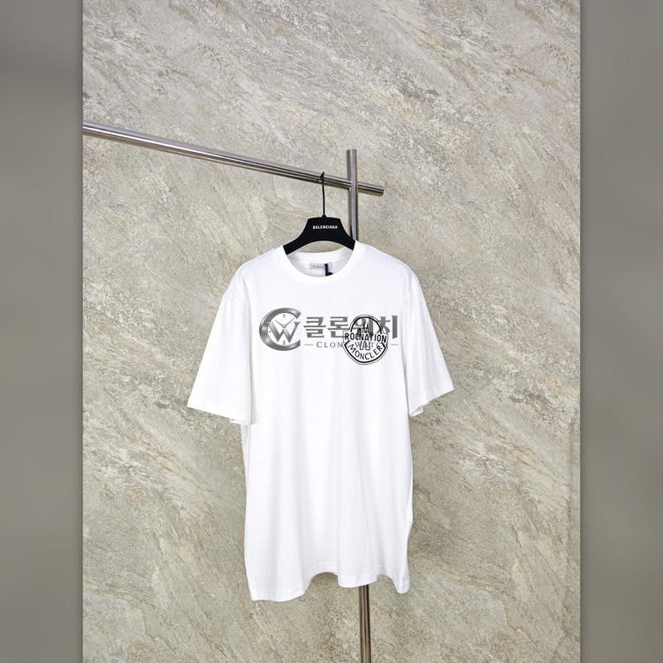 몽클레어 로고 프린트 반팔 티셔츠 화이트