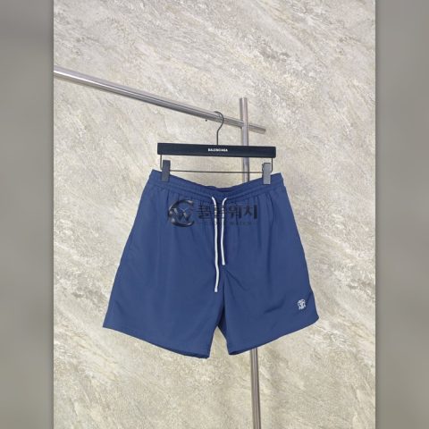 Brunello Cucinelli Embroidered Solid Beach Shorts Blue