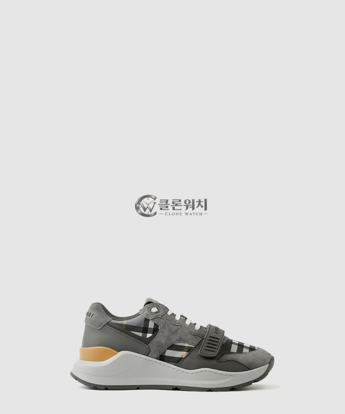 버버리 체크 스웨이드 레더 스니커즈 80642681