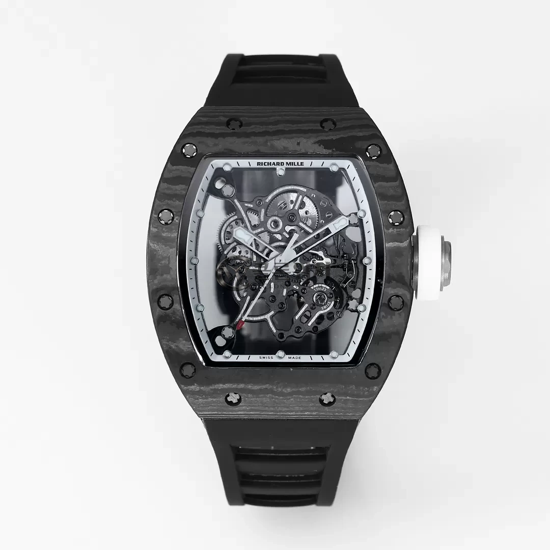 RICHARD MILLERM RM055 RM-055 BBRF 1:1 베스트 에디션 블랙 NTPT 카본 파이버 블랙 러버 스트랩 RMUL2 V3