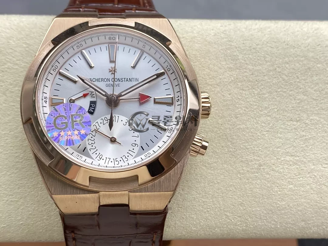VC 오버시즈 41mm RG 7920V GR 공장 1:1 베스트 에디션 화이트 다이얼 브라운 레더 스트랩