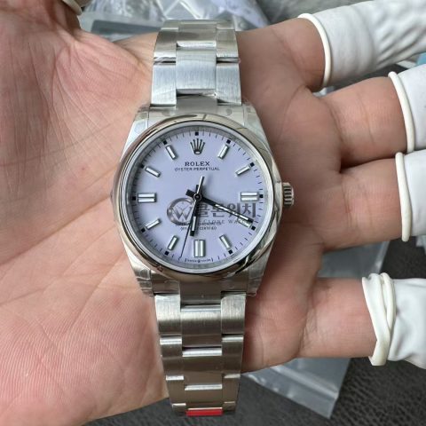 VS 공장 롤렉스 오이스터 퍼페추얼 36mm 126000 라벤더 라일락 다이얼 스무스 베젤 오이스터 브레이슬릿 – 1:1 슈퍼클론 DD3230 무브먼트