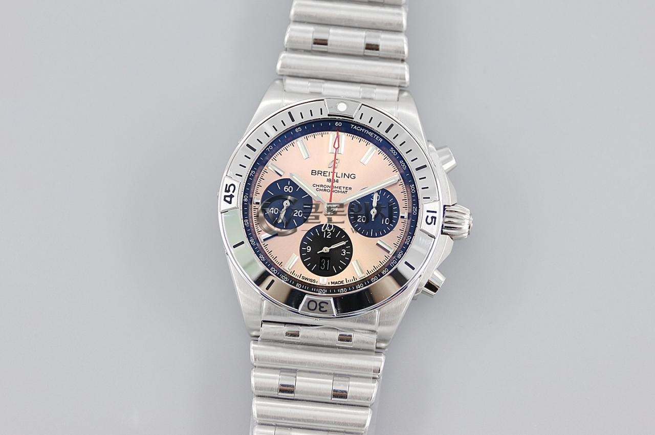 브라이틀링 크로노맷 B01 AB0134101K1A1 42mm SS TF 1:1 베스트 에디션 핑크 다이얼 SS 브레이슬릿 A7750