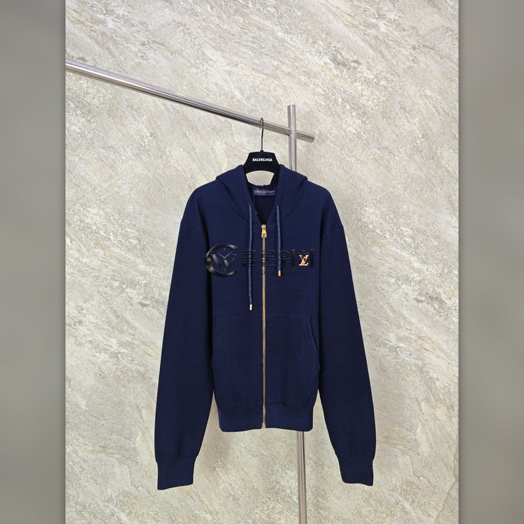 Louis Vuitton Alpha Leather Label Zip-Up Hoodie
