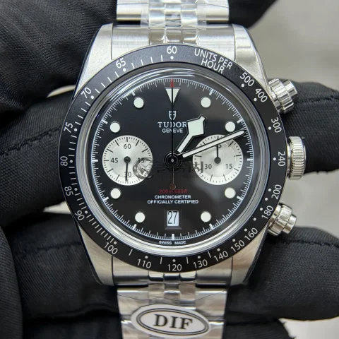 Tudor Black Bay Chrono SS DIF 1:1 Best Edition Black Dial on SS Bracelet DD7750