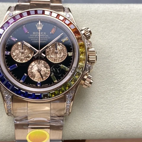 Rolex Daytona 116595RBOW Rainbow ZF 1:1 Best Edition Black Diamonds Dial on RG Bracelet SH4130