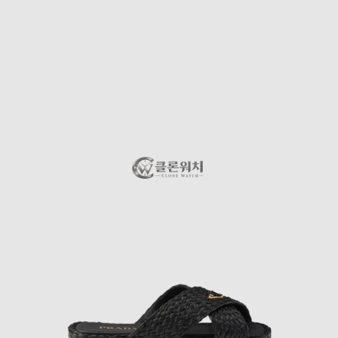 프라다 라피아 크로스 슬라이드 1XX750