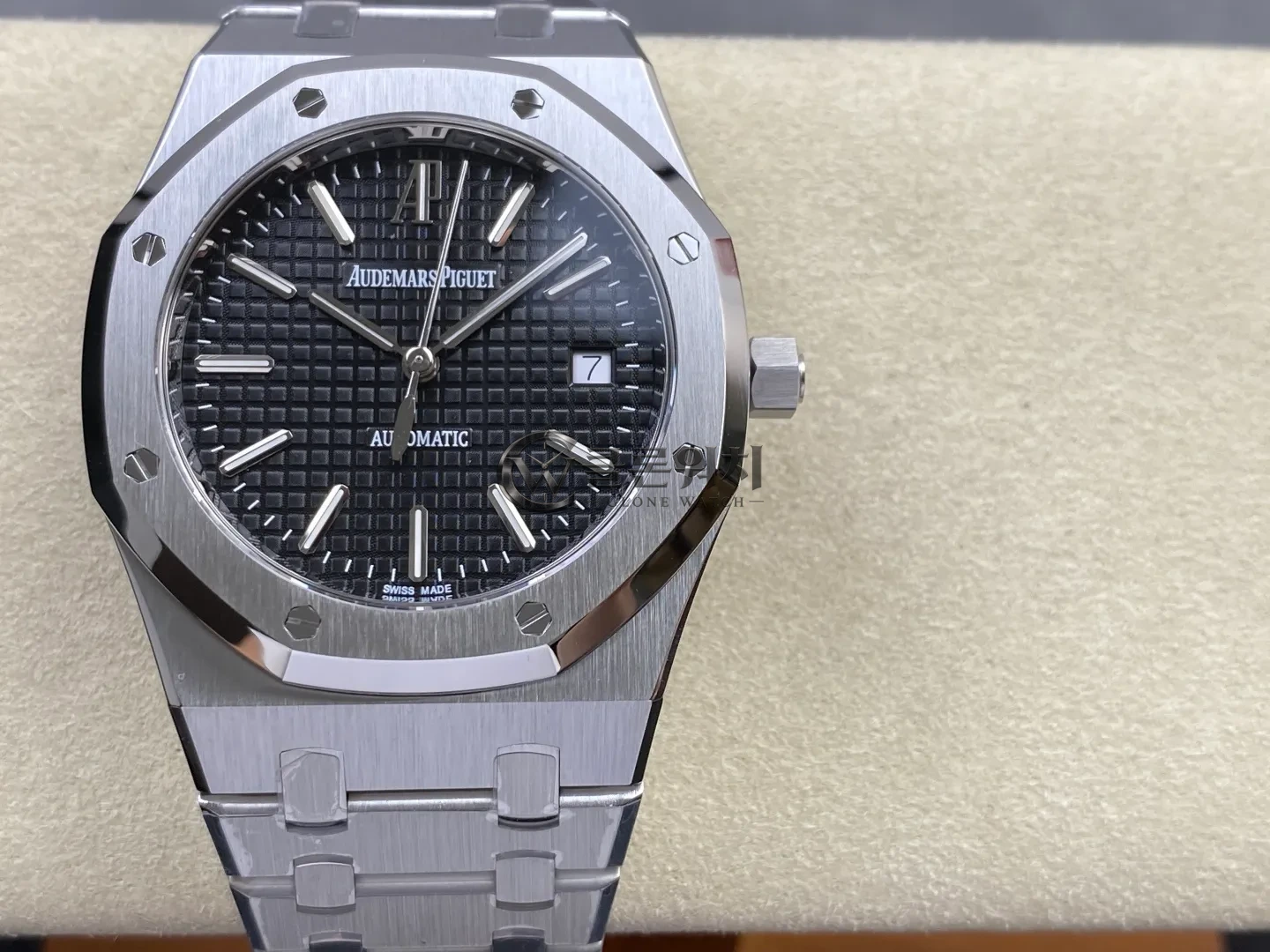 AP 로열 오크 39mm 15300 SS ZF 1:1 베스트 에디션 블랙 텍스처드 다이얼 SS 브레이슬릿 SA3120 슈퍼클론