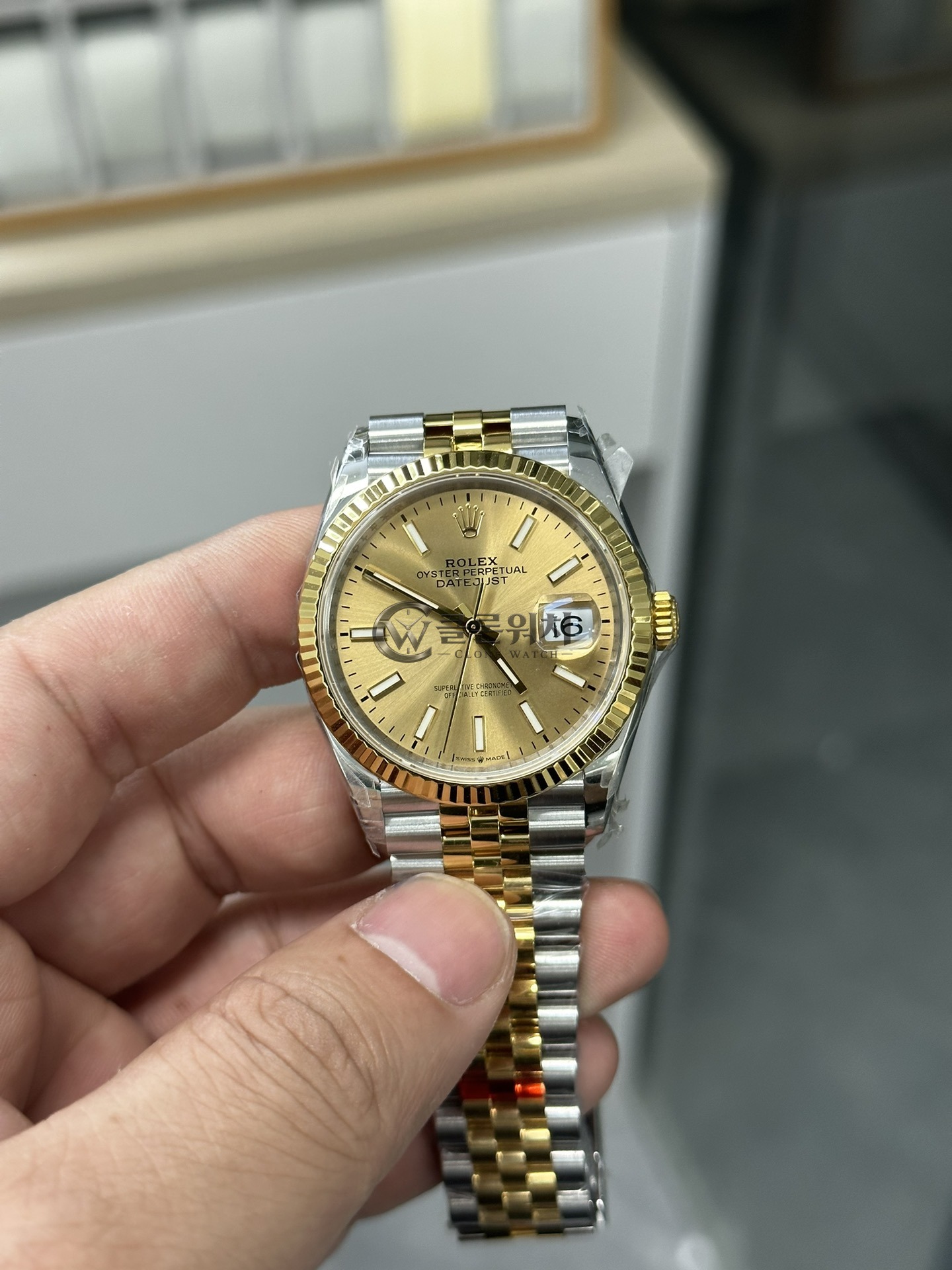 VS 공장 롤렉스 데이트저스트 36mm 126233 투톤 옐로우 골드 선버스트 샴페인 다이얼 주빌리 브레이슬릿 – 1:1 슈퍼클론 DD3235 무브먼트