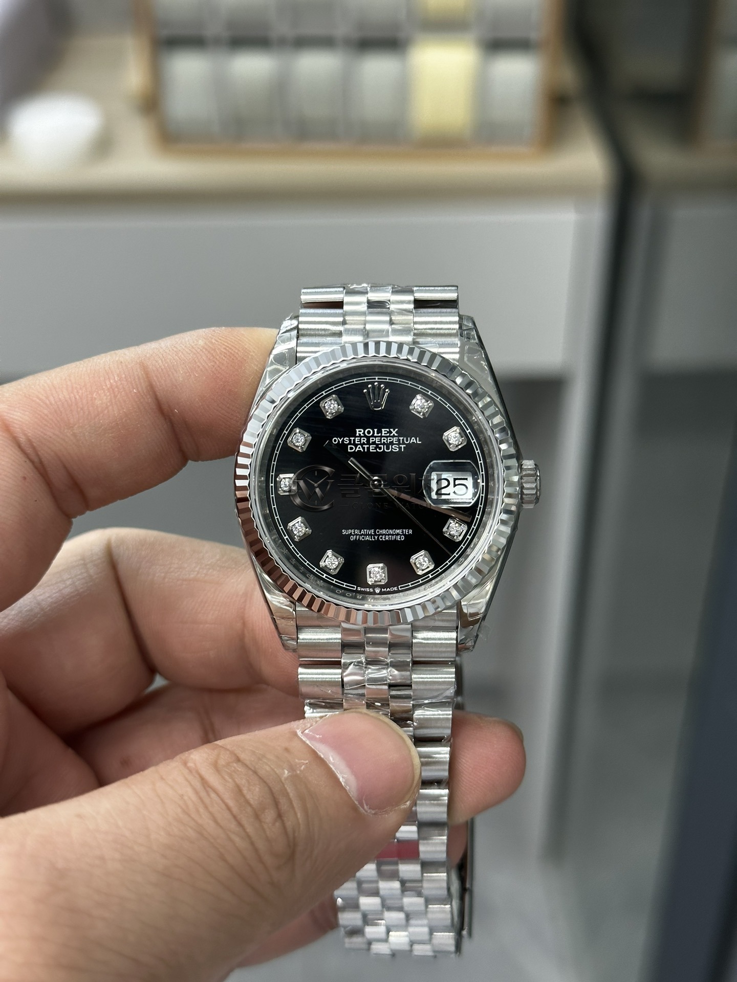 VS 공장 롤렉스 데이트저스트 36mm 126234 블랙 다이아몬드 다이얼 쥬빌리 브레이슬릿 – DD3235 무브먼트 1:1 슈퍼클론