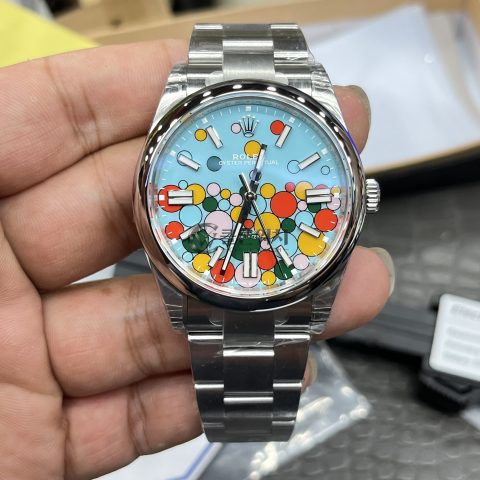 VS Factory Rolex Oyster Perpetual 41mm 124300 “Celebration Bubble” Motif Dial Smooth Bezel Oyster Bracelet – 1:1 Super Clone with DD3230 Movement