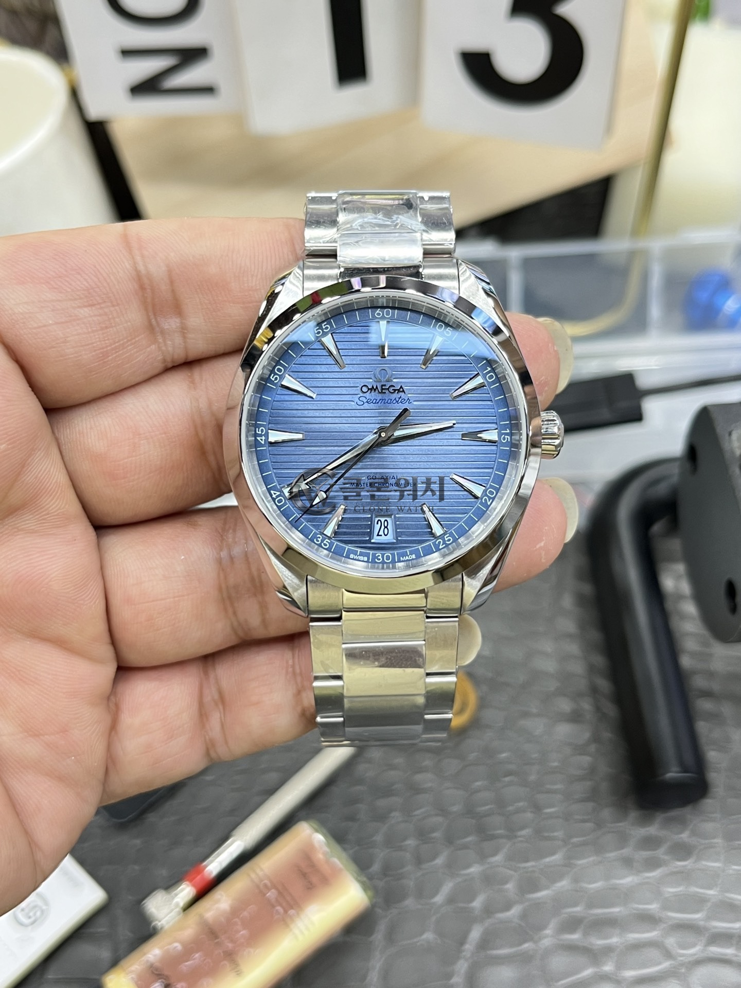 VS 공장 오메가 씨마스터 아쿠아 테라 150M 41mm “서머 블루” 75주년 기념 (220.10.41.21.03.005) – 1:1 슈퍼클론 단동 DD8900 무브먼트