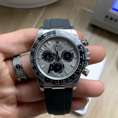 VS 공장 롤렉스 코스모그래프 데이토나 40mm 126519LN “그레이 고스트” 슬레이트 다이얼 러버 스트랩 – 1:1 슈퍼클론 DD4131 무브먼트