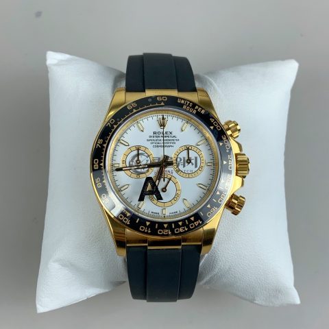 VS 공장 롤렉스 코스모그래프 데이토나 40mm 126518LN 옐로 골드 화이트 다이얼 러버 스트랩 – 1:1 슈퍼클론 DD4131 무브먼트