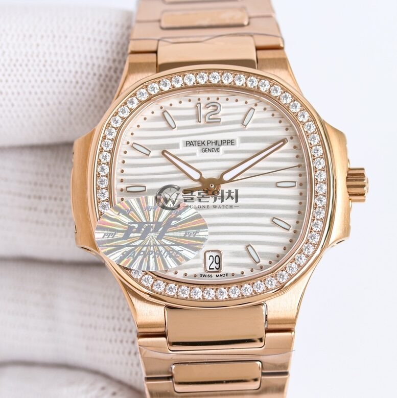 PPF 공장 파텍필립 노틸러스 7118 화이트 다이얼 Diamonds Bezel Rose Gold Case&Bracelet Cal.324 S C 무브먼트 35.2mm
