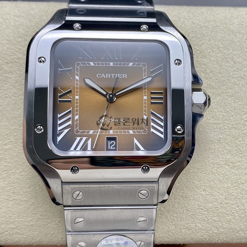 BV Factory Cartier De Santos 39.8mm Bronze Dial 316L Steel Case&Bracelet 1847 MC Movement 39.8X47.5X9.08mm