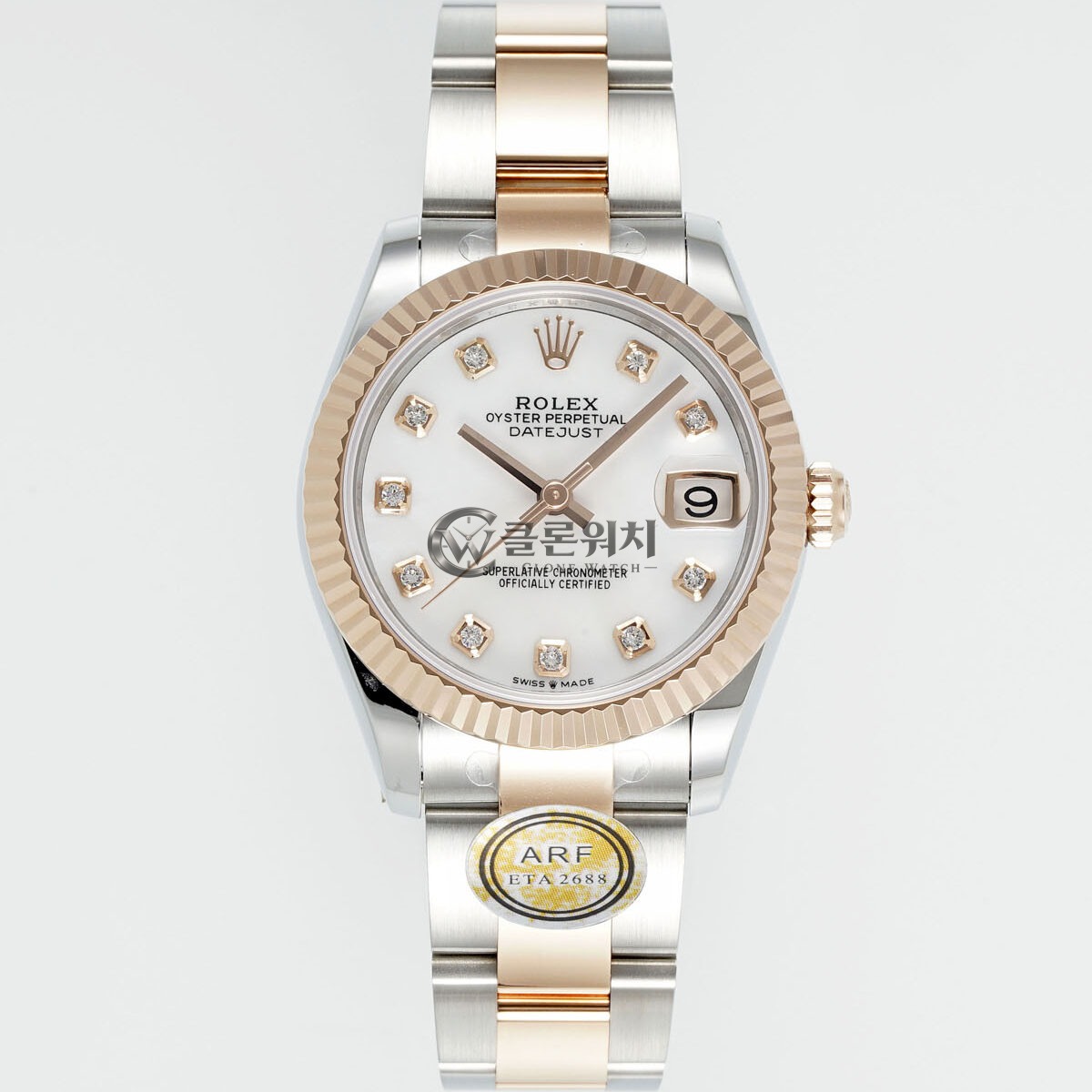 ARF 공장 최고퀄 롤렉스 데이저스트 31mm Mother Of Pearl 다이얼 With Diamonds Fluted Rose Gold Bezel 904L Steel&Rose Gold Oyster/Jubilee Bracelet ETA 2688 무브먼트 31mm