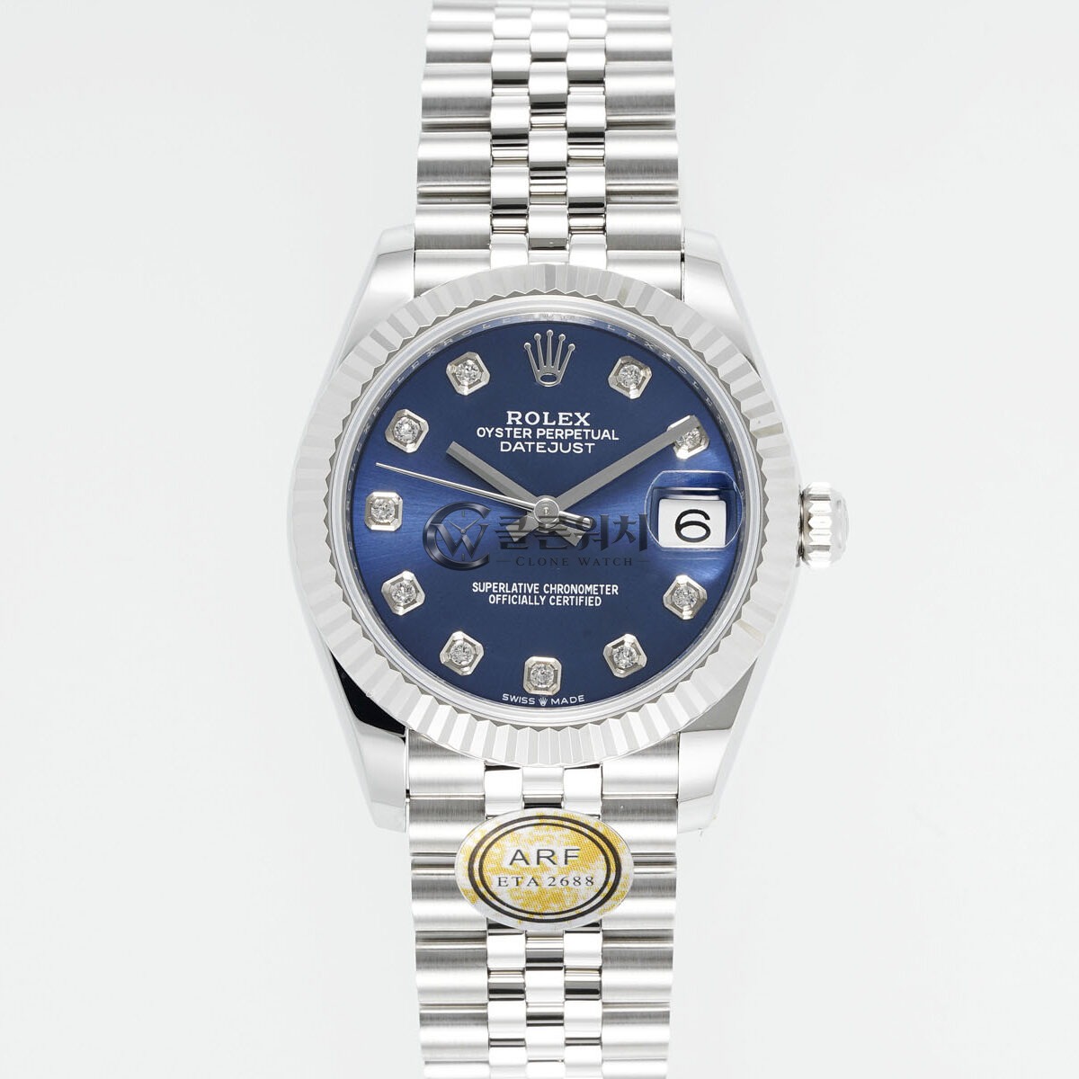 ARF 공장 최고퀄 롤렉스 데이저스트 31mm Blue 다이얼 With Diamonds Fluted Bezel 904L Steel Oyster/Jubilee Bracelet ETA 2688 무브먼트 31mm