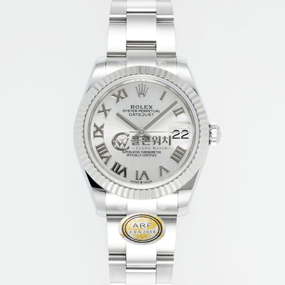 ARF Factory Rolex Datejust 31mm Silver Roman Dial Fluted Bezel 904L Steel Oyster/Jubilee Bracelet ETA 2688 Movement 31mm