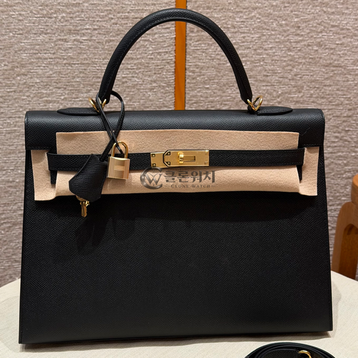 Top-Quality Hermès Fully Handmade Kelly 40 Black Epsom Leather Gold Hardware