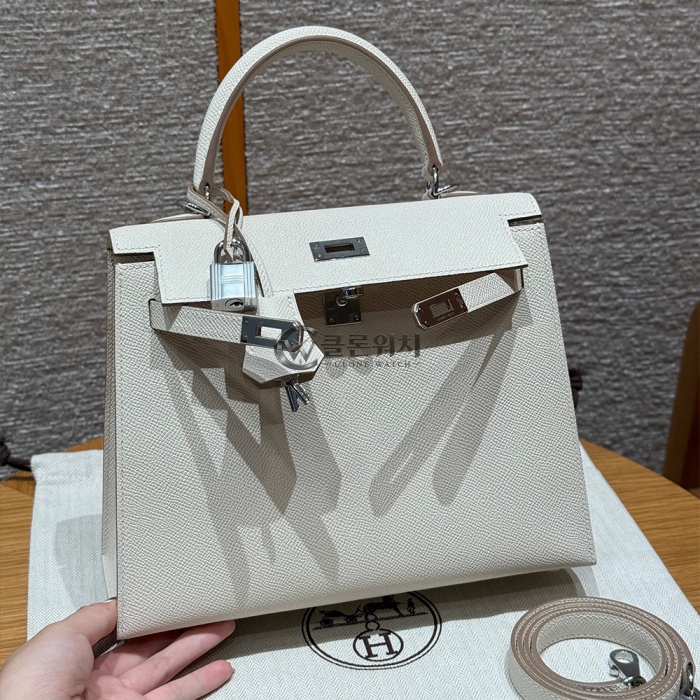 Top-Quality Hermès All-Handmade Kelly 25 Craie Epsom Leather Silver Hardware