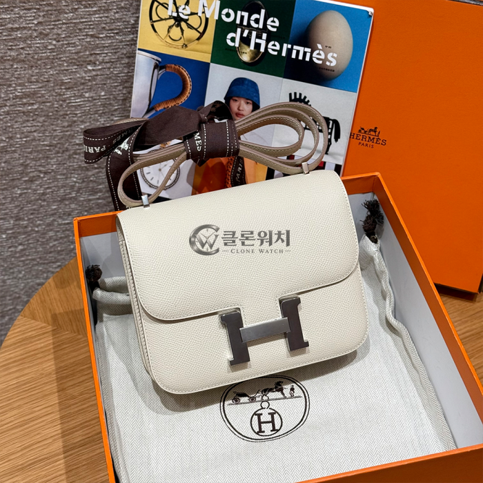 최고퀄 올수공 에르메스 콘스탄스 19 Craie 엡송 가죽 실버 하드웨어