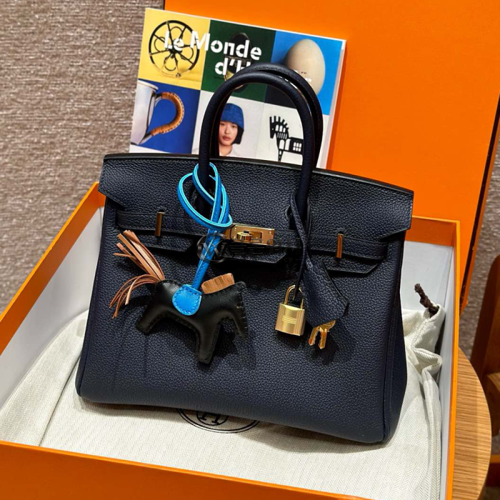 Top-Quality Hermès Fully Handmade Birkin 25 Blue Nuit Togo Leather Gold Hardware