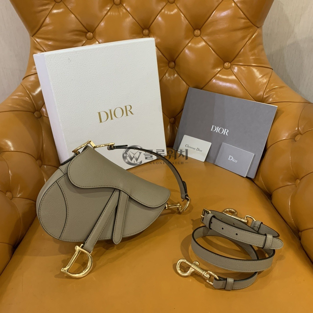 디올 Dior Saddle Bag with Strap in Grained Calfskin