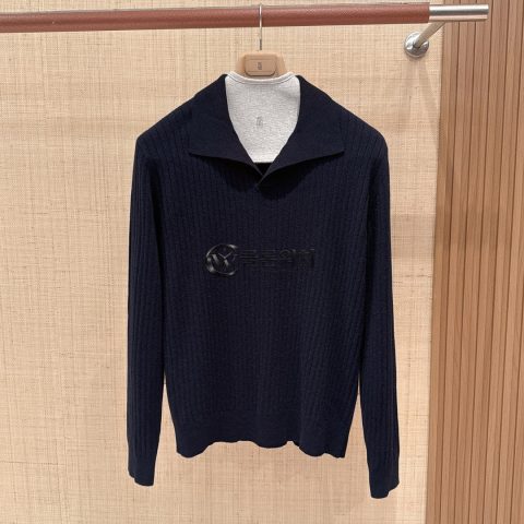 Loro Piana Lexington Polo Shirt Baby Cashmere in True Navy
