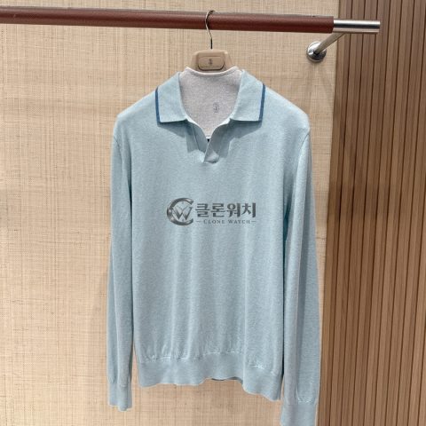 로로피아나 캐시미어 폴로 셔츠 라이트 블루